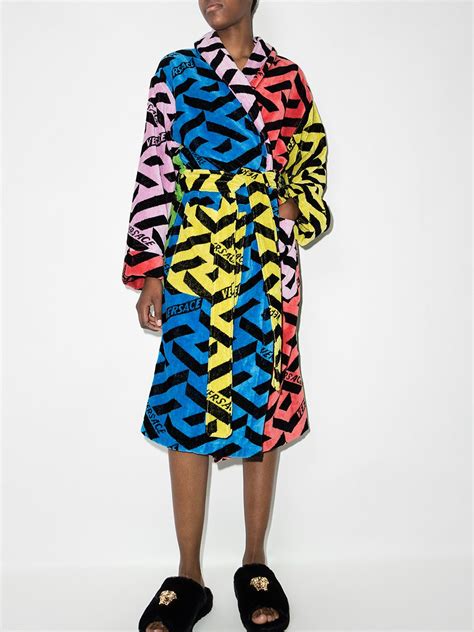 versace robe blue|versace multicolor robe.